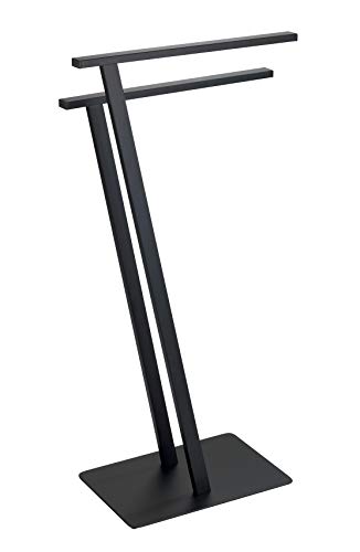 WENKO Toallero de pie Lirio negro mate - Perchero de pie, Metal, 20 x 76.5 x 40 cm, Negro