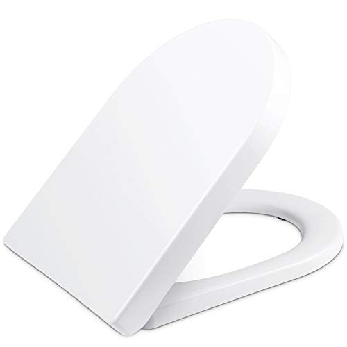 YISSVIC Tapa de WC Asiento Inodoro en Forma de U con Desmontaje Rápido Tapa de Asiento con cierre suave, blanco