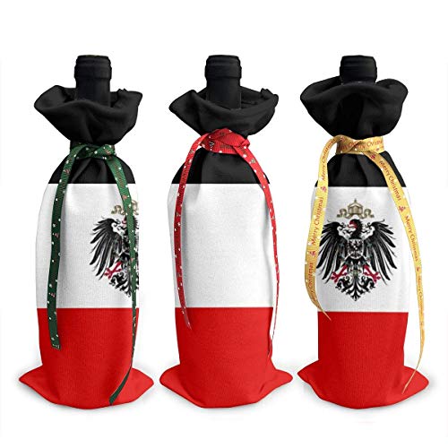 3 piezas de la bandera del Imperio Alemán cubierta de botella de vino bolsa de vajilla para decoración