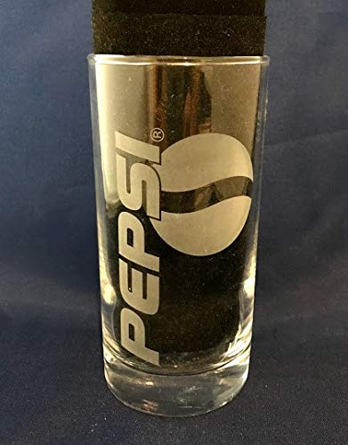 6 vasos de Pepsi, 0,2 L, cristal, de marca, para refrescos, logotipo grande y vertedor
