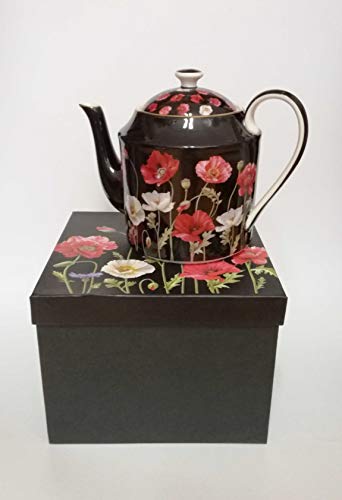 Atelier Harmony Tetera con diseño de amapolas (1 L, con caja de regalo)