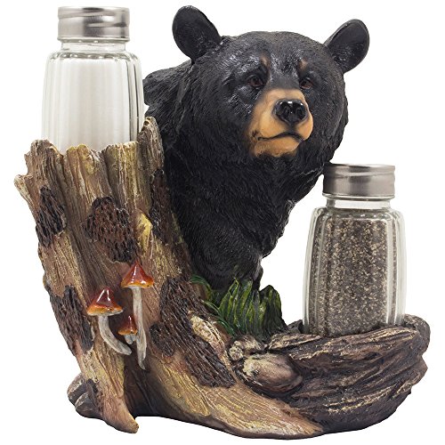 Black Bear cristal salero y pimentero Escultura Kitchen Decor en rústico Lodge y cabina figuras decorativas regalos para Chicago Bears ventiladores por home-n-gifts