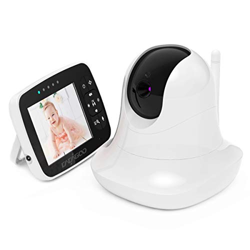 CACAGOO Vigilabebés Inalambrico con Cámara, 3.5" Cloud Memory y Bebé Monitor con 355 ° / 120 ° Giratorio/Detector de Movimiento/Audio bidireccional/Visión Nocturna para iOS, Android y PC