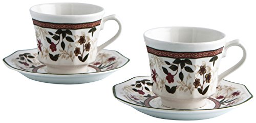 Churchill Assam Estuche de 2 Tazas de café con platillo de 25 cl, Decorado Floral