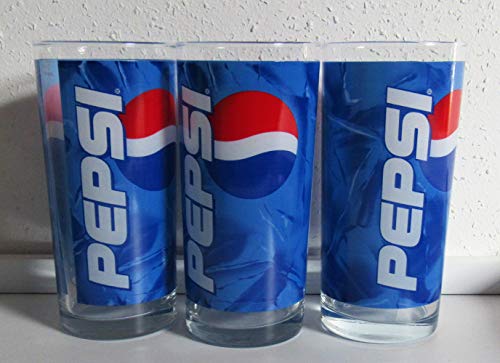 Cola-Pepsi Vaso de Pepsi, 3 x 0,5 litros, estilo vintage, retro, para bebidas