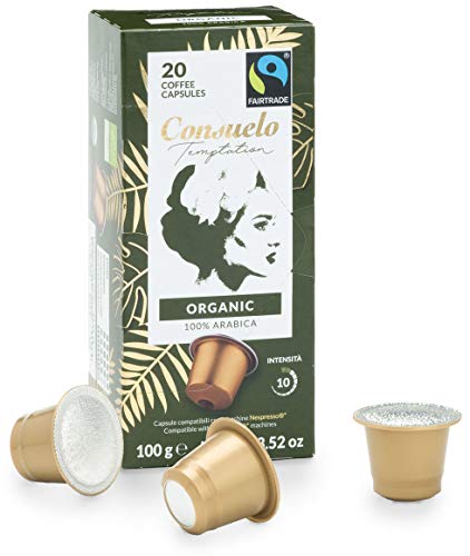 Consuelo - Cápsulas de café Café Orgánico Fairtrade compatibles con cafetera Nespresso*, 100 unidades (5 cajas de 20 cápsulas)
