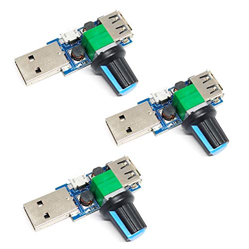 Controlador de velocidad del mini ventilador USB de 5 W continuo DC 5 V CC 4-12 V a controlador de velocidad de controlador de 2,5-8 V con interruptor (3 piezas)
