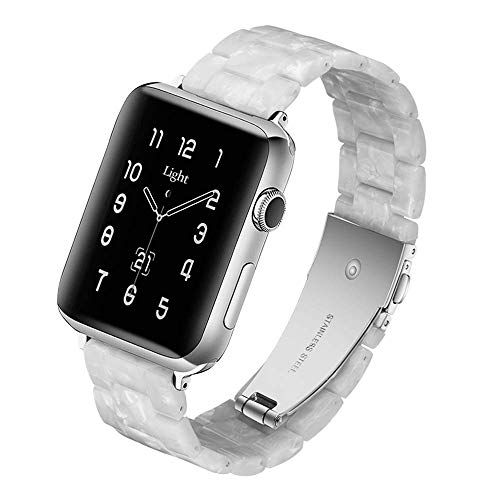 Correa Ligera para Apple Watch - Pulsera de Resina iWatch Compatible con Hebilla de Acero Inoxidable de Cobre para Apple Watch Series 5 4 3 2 1(Pearl White,38mm40mm)