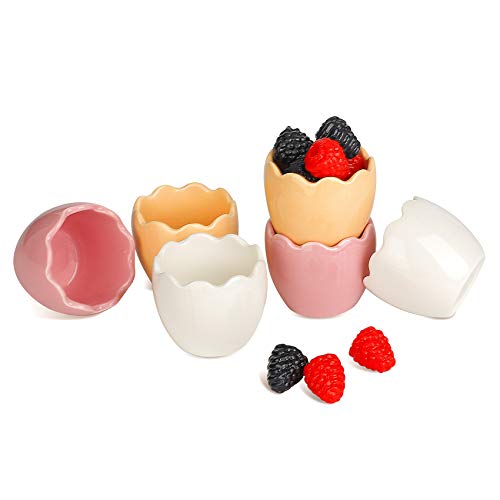 Cuencos para Salsas Pequeños Cuencos Aperitivos Originales Juego de 6 Forma de Huevo Cuencos Cocina Ceramica de Colores, 62ml