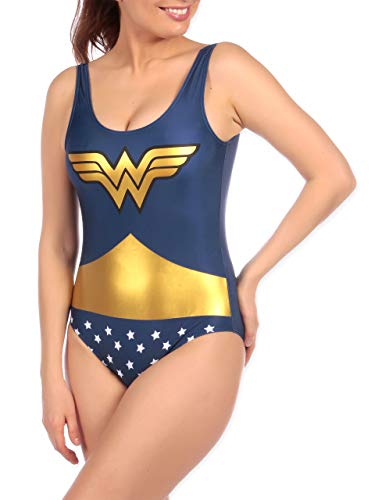 DC Comics Bañador para Mujer Wonder Woman Mujer Maravilla Azul Large