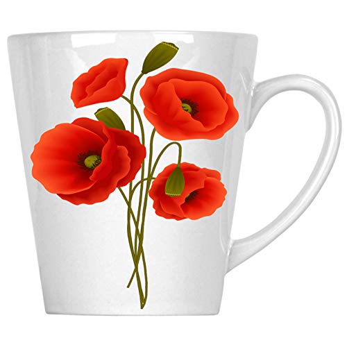 Dibujo de flor de amapola 340 ml Latte taza v645L