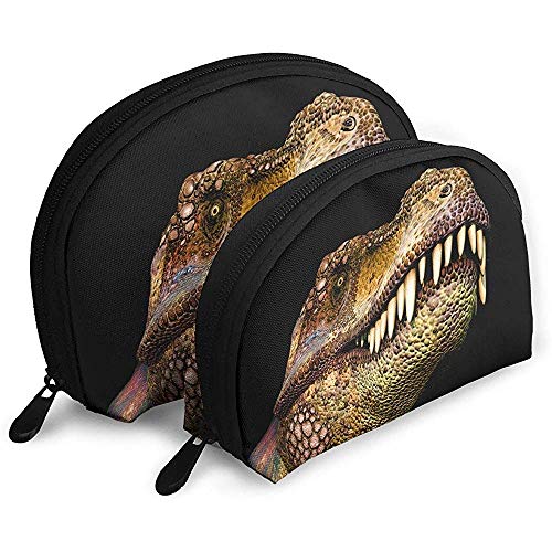 Dinosaurios Tyrannosaurus Rex Green Teeth Head Animales 3D Bolsas portátiles Bolsa de Maquillaje Bolsa de Aseo Bolsas de Viaje portátiles multifunción con Cremallera