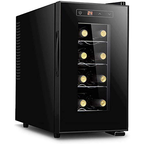 Enfriador de vino electrónico Refrigerador para vino tinto y blanco independiente 8 botellas Bar pequeño para el hogar Bodega Control digital Puerta de vidrio Refrigerador vertical-Vertical