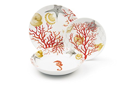 Excelsa Coral vajilla de 18 piezas, Porcelana, Rojo