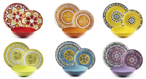 Excelsa Etno Chic - Vajilla de porcelana, multicolor, 18 unidades