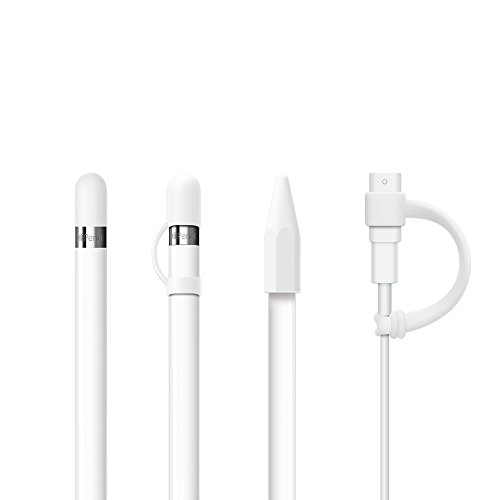 FRTMA [4-Piece] for Apple Pencil Cap/Apple Pencil Tip Cover/Cable Adapter Tether/Apple Pencil Cap Holder for iPad Pro Pencil, Ivory White