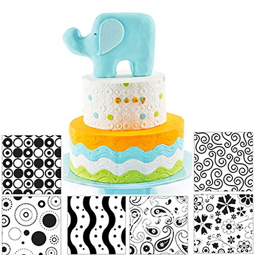 Fyuan Hoja de textura de plástico moderno Fondant Set herramienta de bricolaje para decorar galletas, cupcakes, o crear acentos para pasteles, conjunto de 6