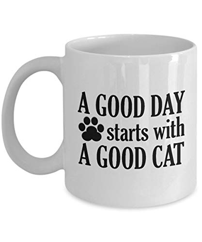 Good Day Starts with Good Cat Taza divertida Regalo para amantes de las mascotas Love Kitten Kitty Animal Rescue Taza de café