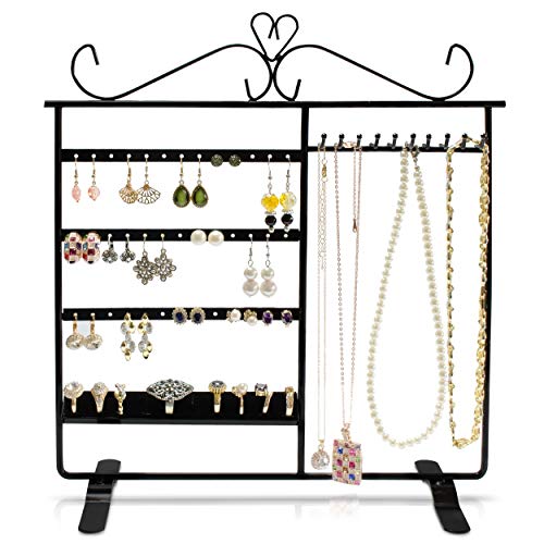 Grinscard - Design Jewelry Stand Pendiente Holder Chain Holder Ring Holder Organizador de joyas hecho de metal - negro - 34 x 32 cm