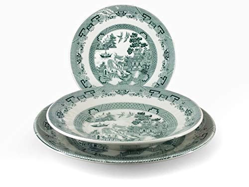 H&H 825248 English Chintz - Vajilla (18 piezas, cerámica), color verde