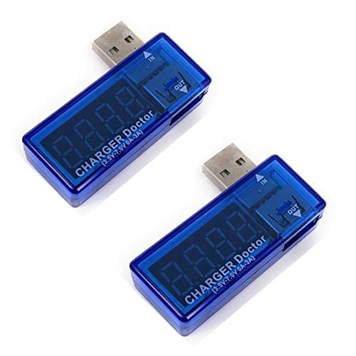 HiLetgo 2pcs USB Charging Current Voltage Tester Charge Doctor USB Voltmeter Ammeter Tester Meter Voltmeter Ammeter with LEDDisplay