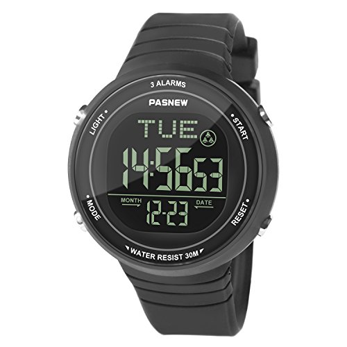 Hiwatch Reloj Deportivo LED Digital Gran Pantalla Relojes para Niños Niñas Estudiantes Jovenes y Simple Reloj Impermeable Casual Luminoso Cronómetro Alarma Negro