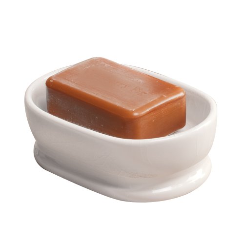 InterDesign Crème - Jabonera de cerámica craquelada, para tocadores de Cuarto de baño, mesadas de Cocina, Color Marfil