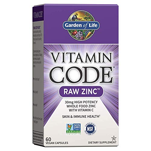 Jardín de vida – Zinc – Vitamina código Raw Zinc todo alimentos suplemento con Vitamina C, 60 Cápsulas