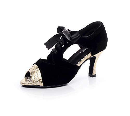 JINGXINSTORE Zapatos de Baile Latino para Mujer Sandalias de Tango de Salsa Zapatos de Boda de Noche Oro,43 EU