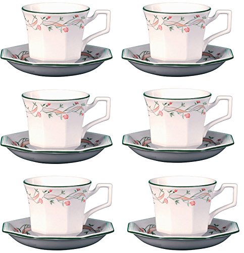 Johnson Bros Eternal Beau - Juego de 6 tazas de té y platillos