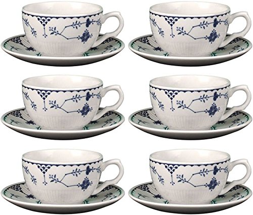 Johnson Brothers - Blue Denmark, juego de 6 tazas de té y platillos