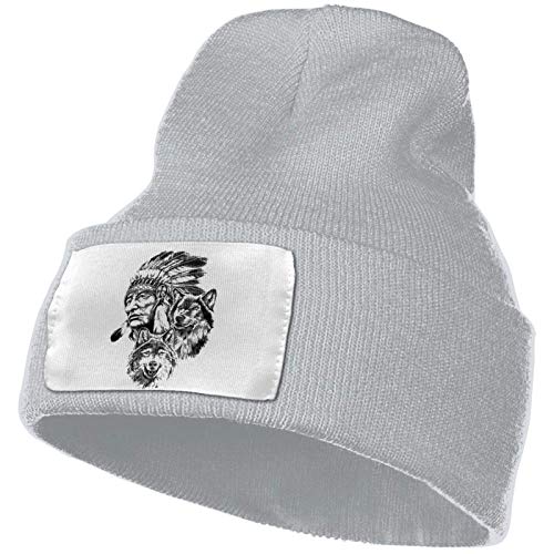JONINOT s Wolf Skull Warm Winter Knitting Sombreros Wrap Yarn Classic Mens Unisex Slouchy Beanie Hat