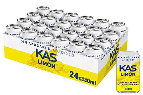 Kas Bebida Refrescante de Zumo de Limón con Edulcorantes, sin Azúcares Añadidos - 330 ml - [Pack de 24]