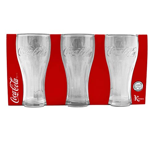 Kemes Juego de 6 vasos de Coca Cola de 300 ml, vasos de cristal de 0,3 litros
