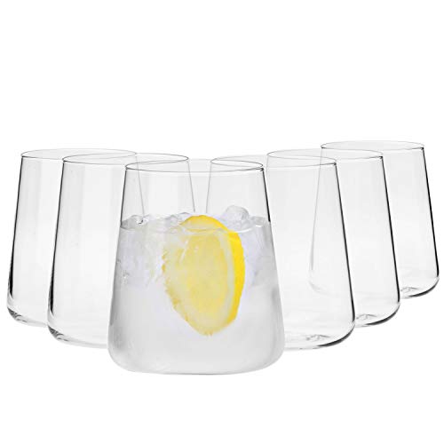 Krosno Vasos de Agua Gin Tumbler | Conjunto 6 Piezas | 380 ML | Avant-Garde Collection Uso en Casa, Restaurante y en Fiestas | Apto para Microondas y Lavavajillas
