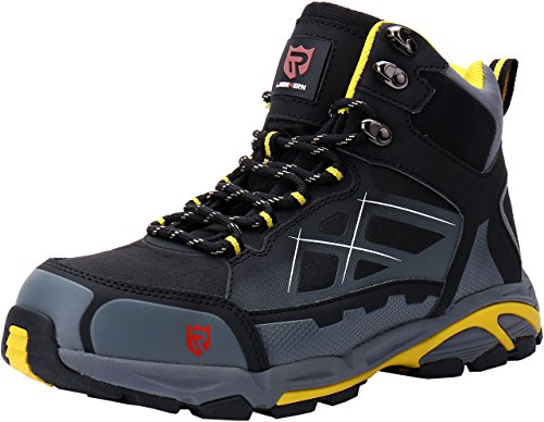 LARNMERN Zapatillas de Seguridad Hombres,LM170202 S1P SRC Zapatos de Trabajo con Punta de Acero Reflectivo Transpirable Anti-Piercing Calzados de Trabajo 40,Negro Amarillo
