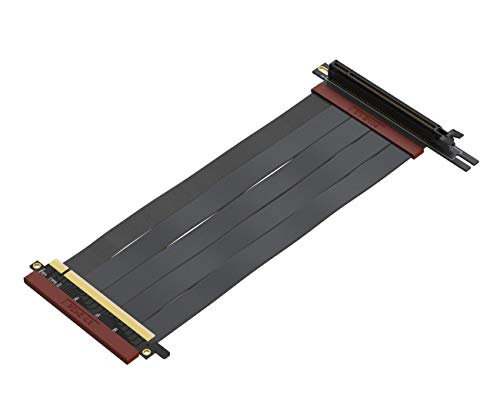 LINKUP - Ultra PCIe 4.0 X16 Tarjeta Extensión Cable Elevador [RTX3090 RX6900XT Probado] Gaming PCI Express Gen4 Conector PCIE Inverso con Zócalo de 270 Grados{23cm} Compatible con NZXT H1 sin tornillo