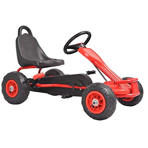 lyrlody- Kart - Kart para niños, con neumáticos de goma y pedales, apto para niños a partir de 3 años, 90 x 50 x 51 cm, rojo