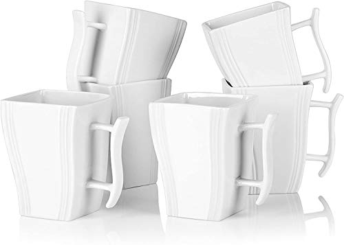 MALACASA serie Flora,Tazas de Porcelana 6 piezas Tazas de Café Taza de té 350ml para 6 Personas