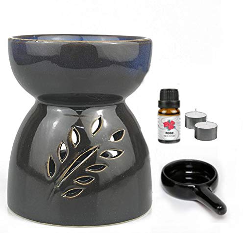 Mayco Bell Soporte de cerámica para velas de té, quemador de aceites esenciales, aromaterapia, cera, quemador de tarta, calentador de aroma, calentador de velas