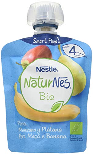 Nestlé Naturnes Bio Bolsita de puré de Pera, Manzana y Plátano - Bolsita de Puré Para bebés 16x90g