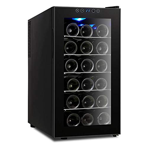 Nevera de vino independiente con pantalla táctil de 18 botellas, controles electrónicos, refrigeradores de vino, refrigerador de vino Black.48Ltr.