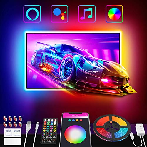 Nobent Tiras LED TV 3M Inteligente Luz Led Para 32-55in HDTV/PC USB RGB Luces LED Con Mando a Distancia APP Control Modos Música y Escena Compatible Con Alexa y Google Home