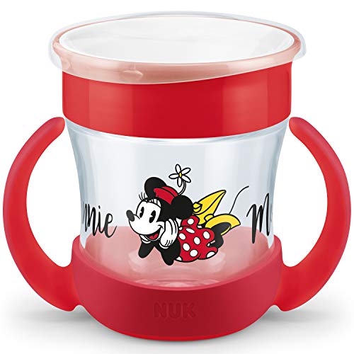NUK Disney Mini Magic Cup - Vaso para aprender a beber | antigoteo 360 ° | asas prácticas | 160 ml | sin BPA | 6 meses | Minnie Mouse (rojo)