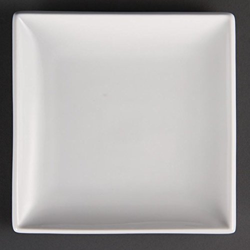 Olympia plato cuadrado de porcelana U154, blanco (Pack de 12)