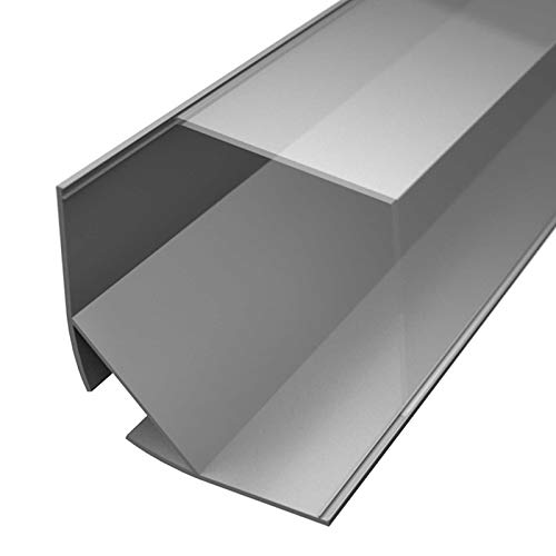 PALA - Perfil de aluminio anodizado para tiras LED (2 m, 2 m, incluye carril transparente con pinzas de montaje y tapas finales (2 metros transparentes)