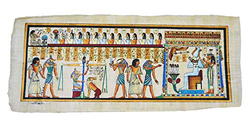 Papiro Egipcio Original Hecho y Pintado a Mano en Egipto. El Juicio Final. Papiro de Hunefer. 35x80 cm