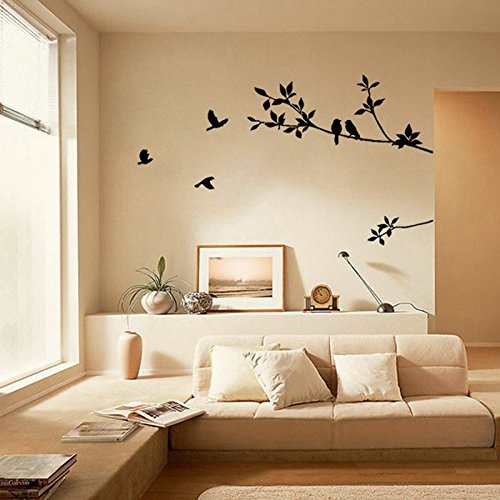 Pegatinas de Pared Vinilos Decorativos Adhesivos Pared Infantiles Habitación Salón Dormitorio PVC rama de un árbol pájaro dormitorio salón etiqueta de la pared