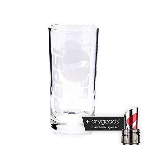 Pepsi Vaso de 0,2 l, cristal de marca, vaso para refrescos, logotipo grande y boquilla Anygoods