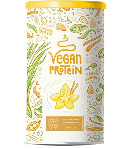 Proteína vegana | VAINILLA | Proteína vegetal de arroz, guisantes, semillas de lino, amaranto, semillas de girasol y semillas de calabaza germinadas | 1200g de polvo